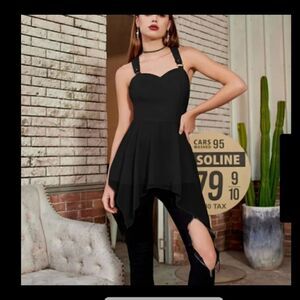 Sweetheart Neck Patchwork Irregular Hem Top Dress Large new